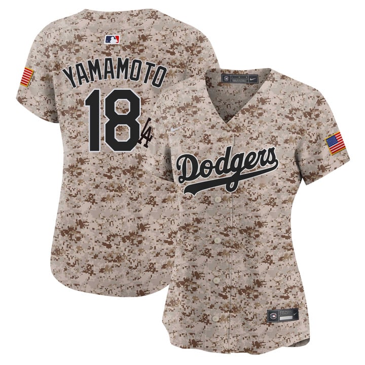 Women Los Angeles Dodgers 18 Yamamoto 2025 camo Stitched 2025 Jersey style 5